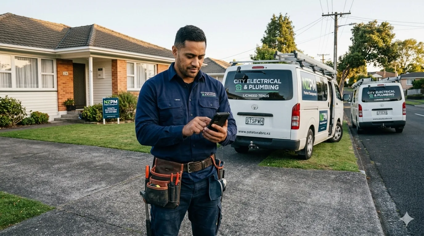 NZ contractor on site checking phone